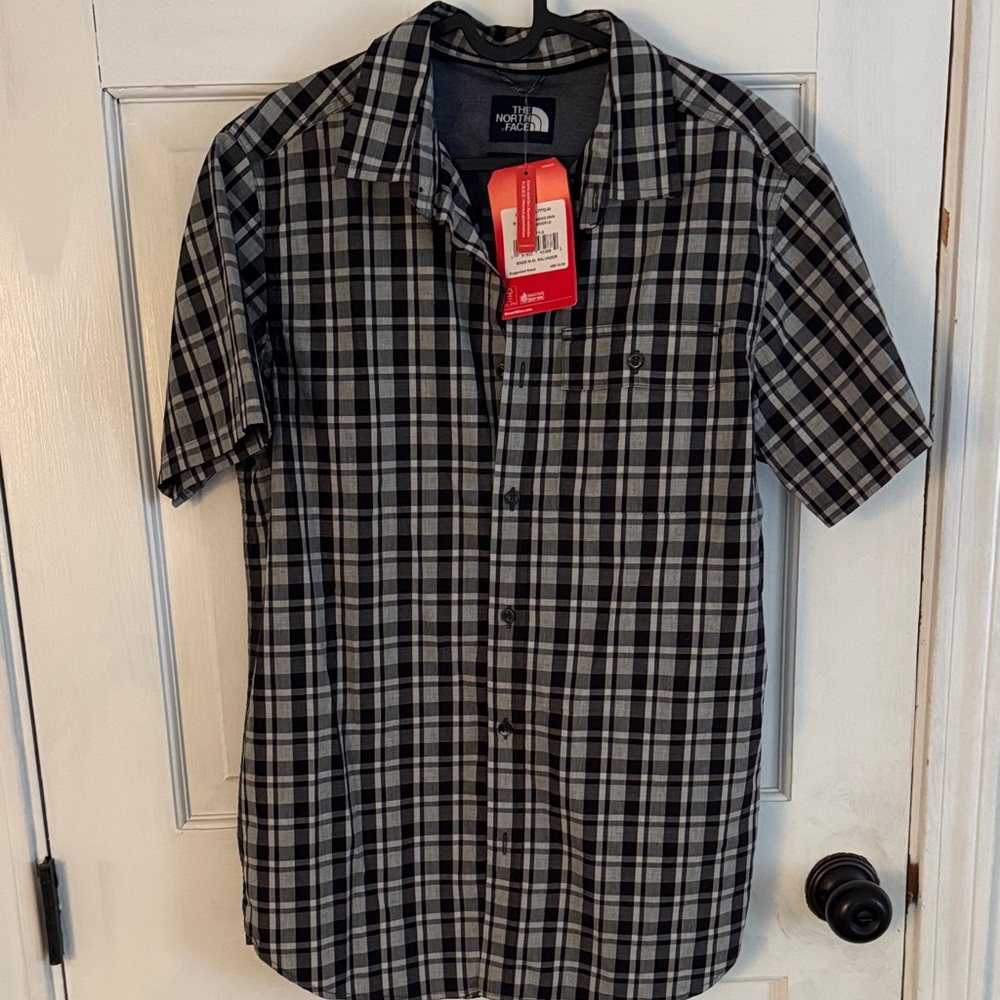 The North Face Men's Black and Gray Plaid Shirt